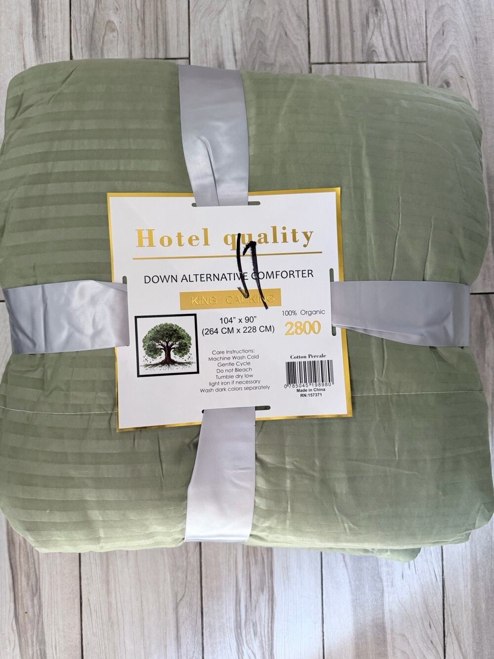 Hotel Quality Down Alternative Comforter 100% Cotton CalKing/King Green New